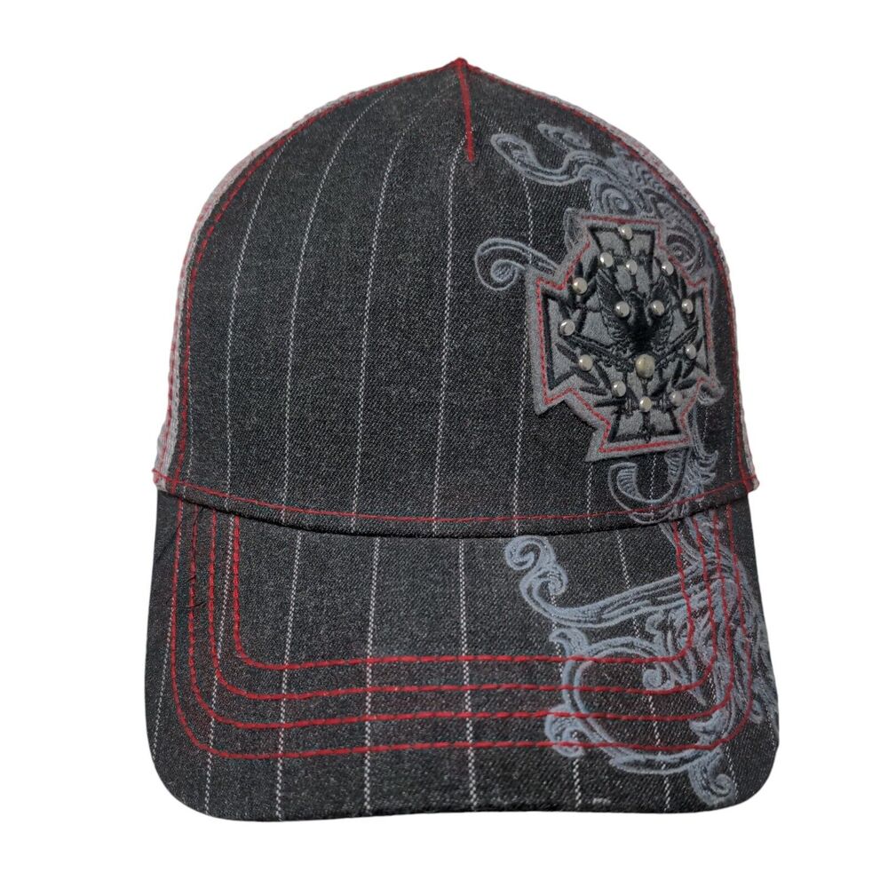 Bio-Domes Headgear Snapback Mesh Back Trucker Hat Gray OSFM Studded